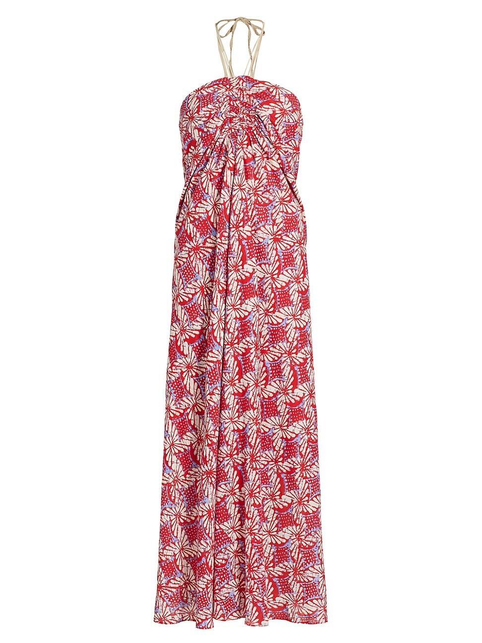 XRENA Maya Floral Halter Neck Cotton Maxi Dress Product Image