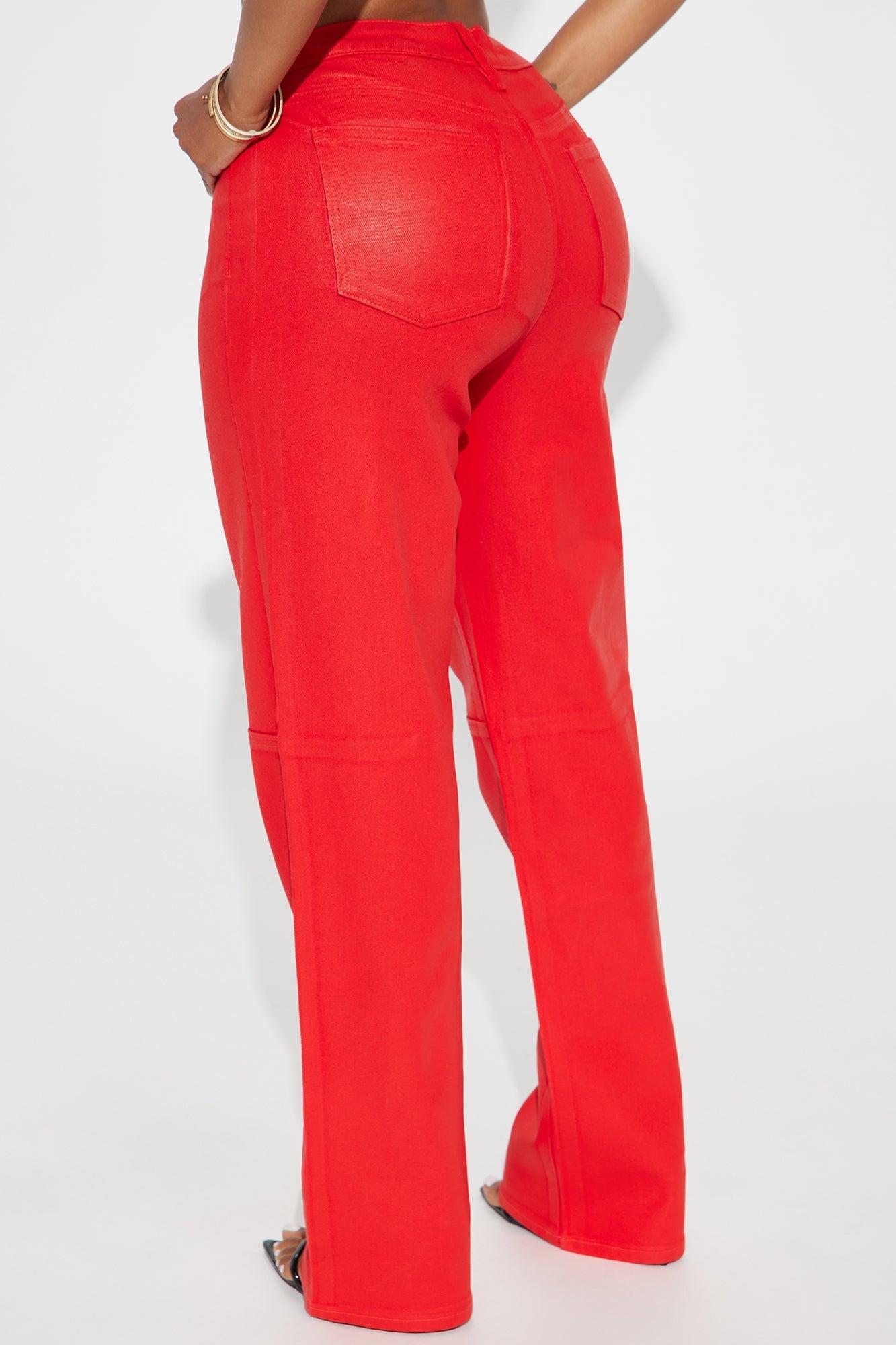 Are You In Coated Straight Leg Pant - Red Product Image