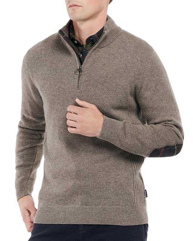 Barbour Holden Wool Tartan Trim Regular Fit Quarter Zip Mock Neck Sweater Product Image