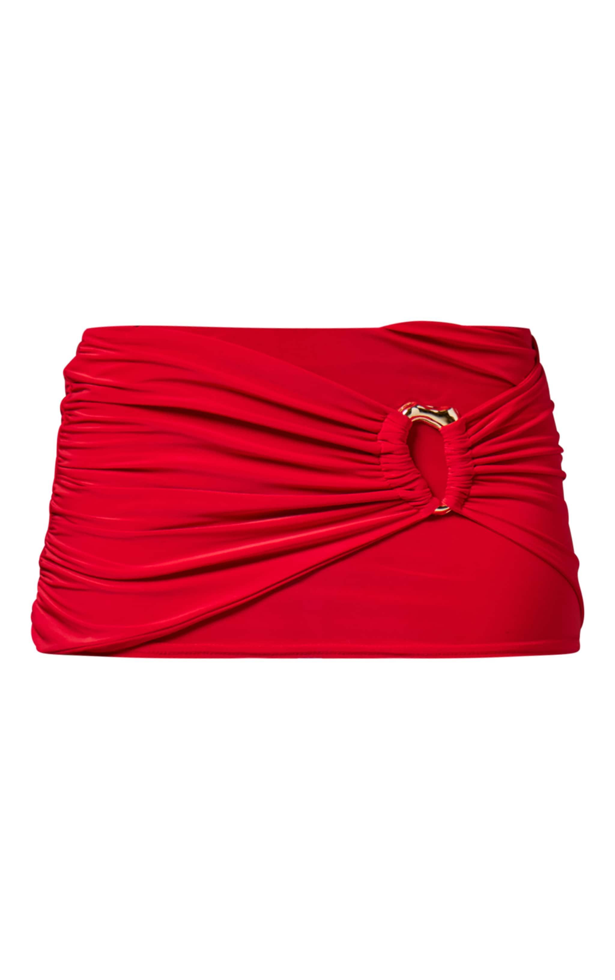 Red Slinky Ring Detail Low Rise Micro Mini Skirt Product Image