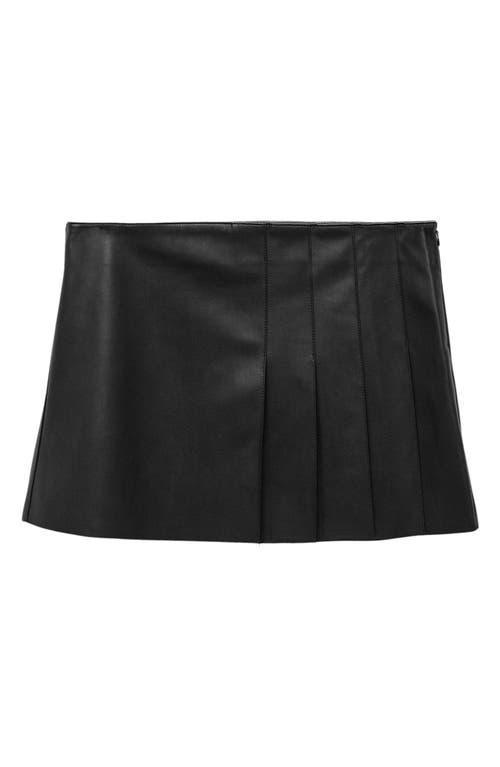 MANGO - Leather effect pleated miniskirt blackWomen Product Image