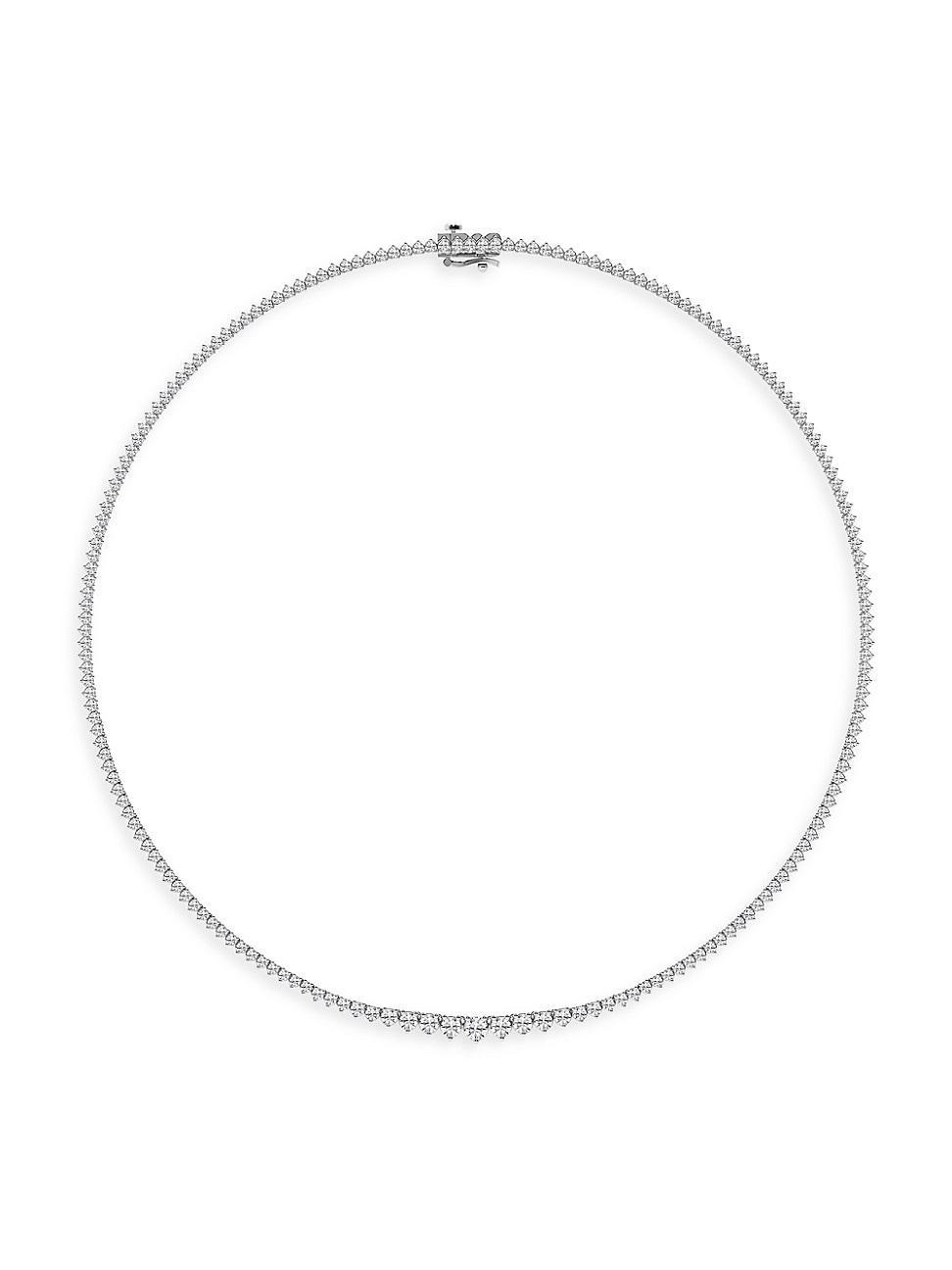 Womens Platinum & Lab-Grown Diamond Tennis Necklace Product Image