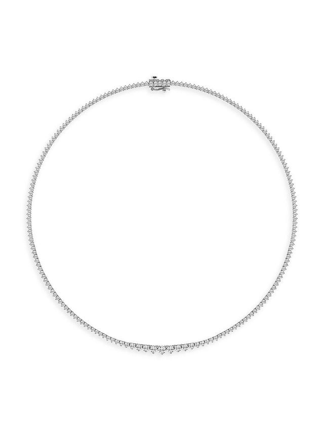 Womens Platinum & Lab-Grown Diamond Tennis Necklace Product Image