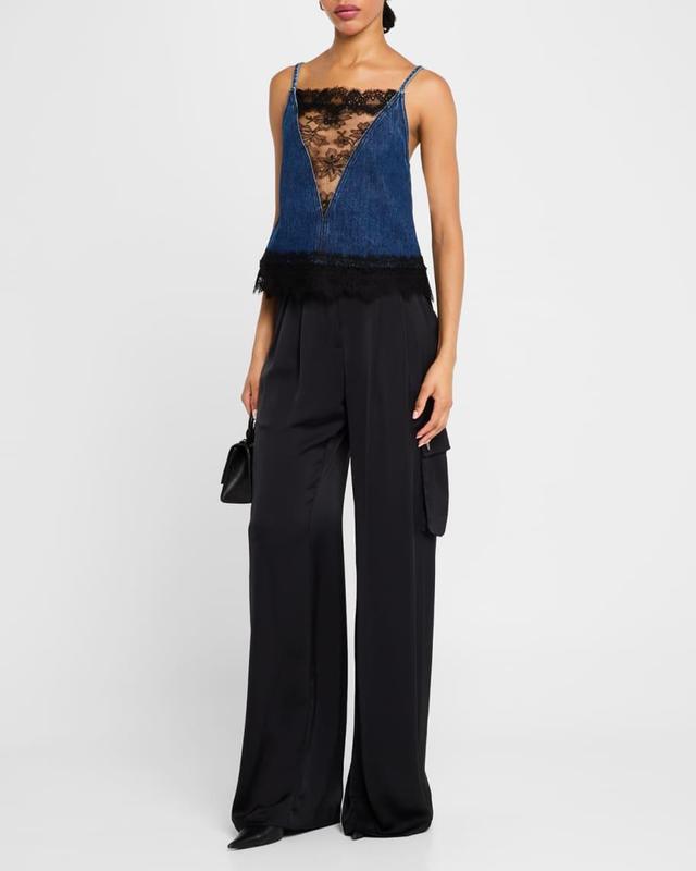 20s Lace and Denim Slip Top Product Image