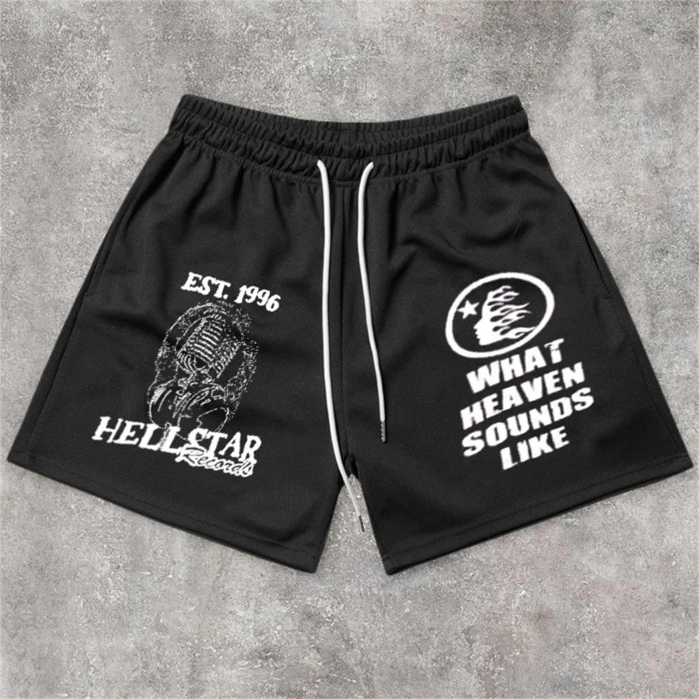 Sopula Y2k Hellstar Graphic Casual Street Mesh Shorts Product Image