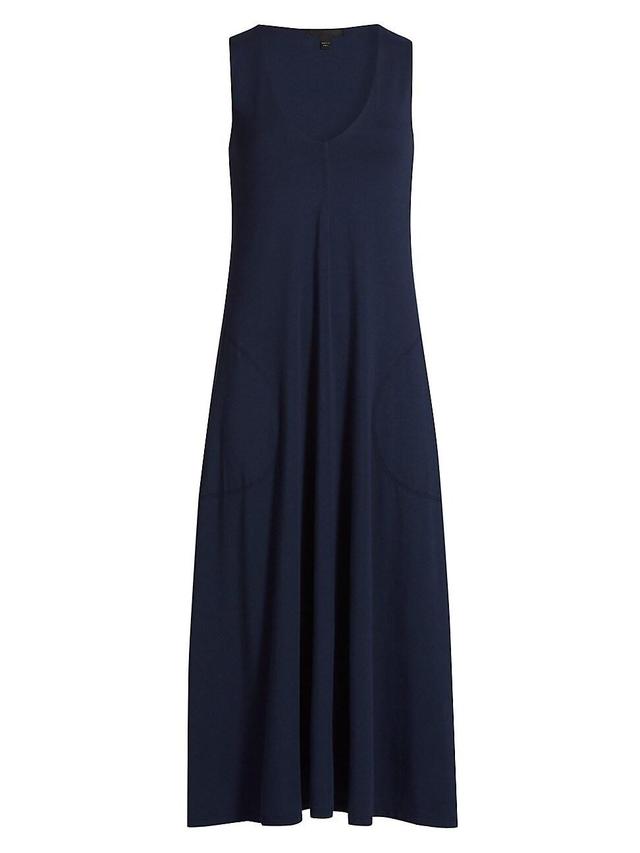 Womens Cotton-Blend V-Neck Midi-Dress Product Image