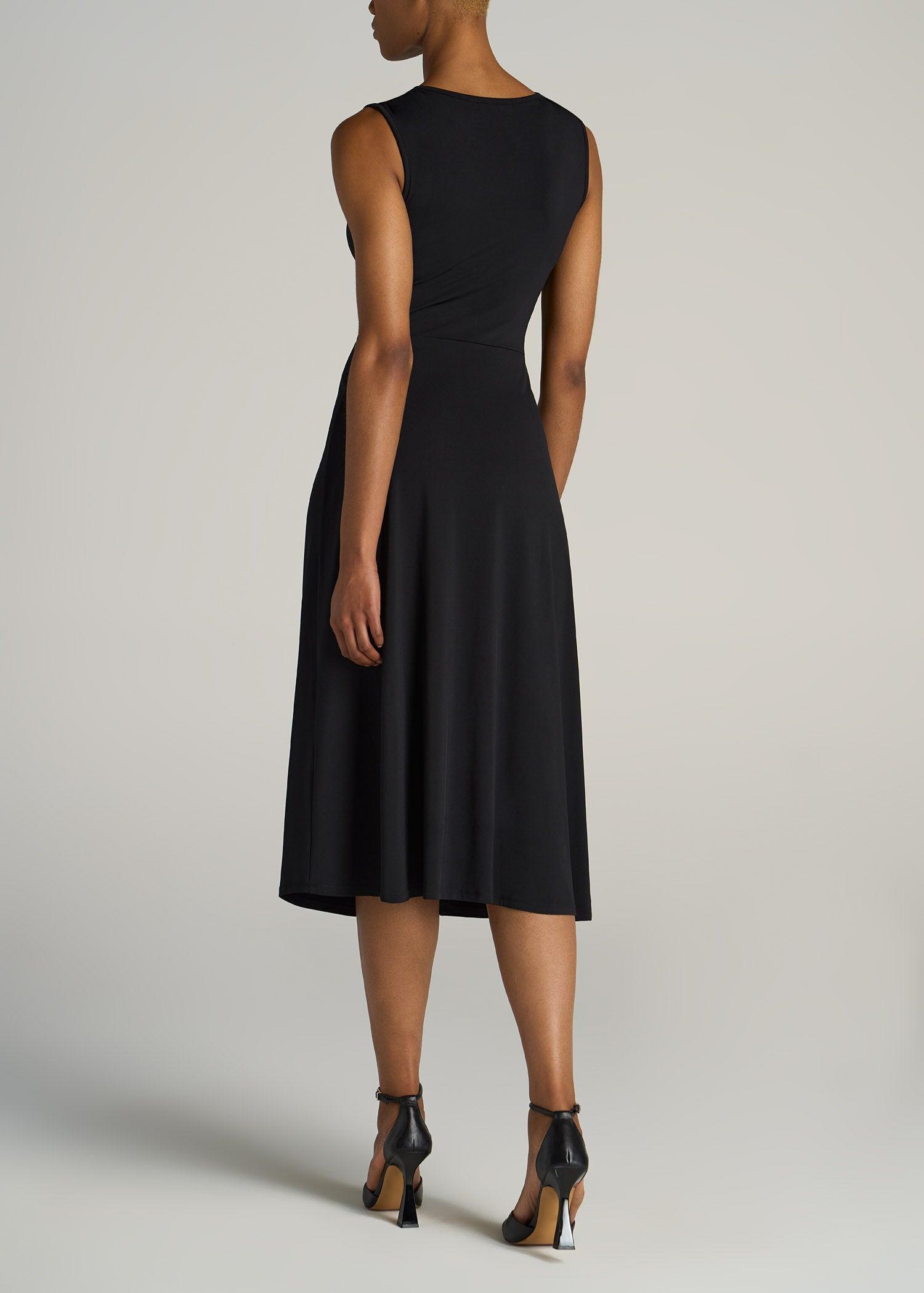 Sleeveless Knot Front Dress for Tall Women in Black Product Image