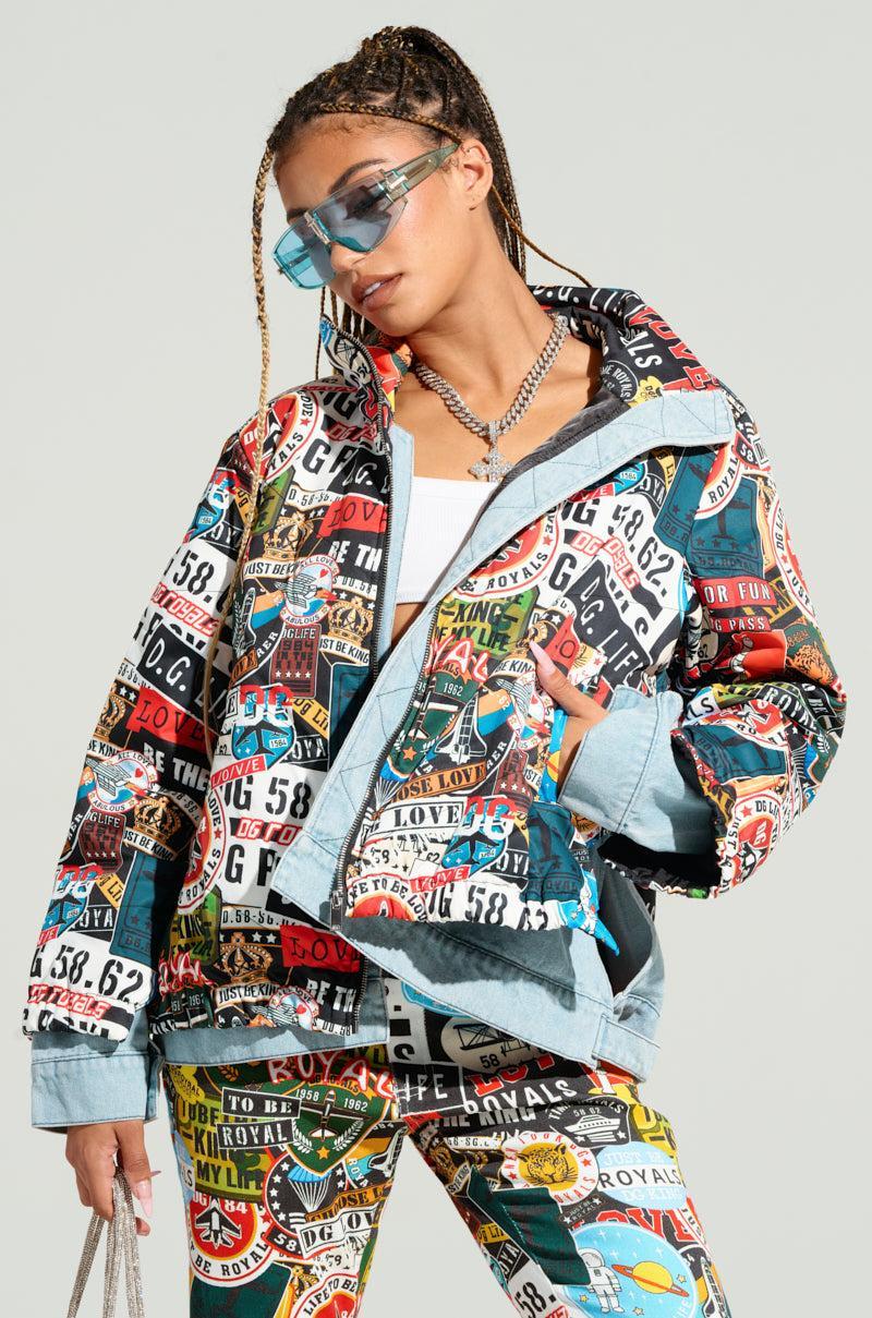 RED LIGHT LAYERED GRAPHIC BOMBER Product Image