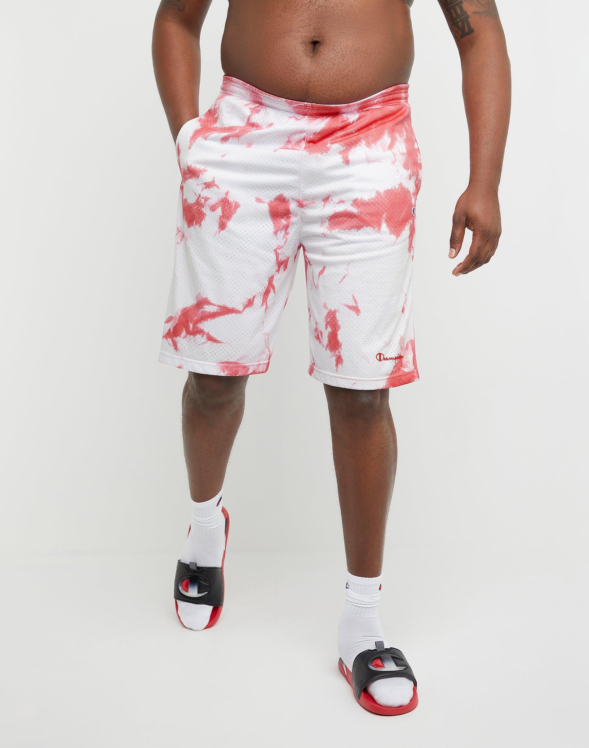 Mens Champion Big & Tall Crush-Dye Mesh Shorts, 10 Red Stone 6XL Product Image