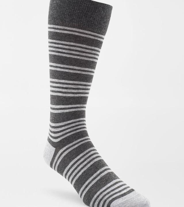 Peter Millar Mens Multi-Bar Stripe Crew Sock | Color: Charcoal | Size: OS Product Image