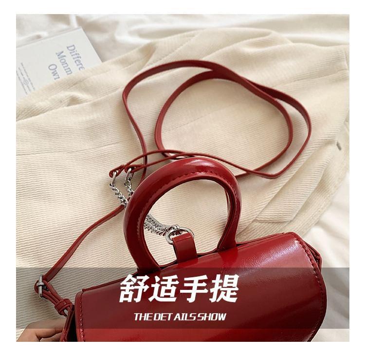 Faux Leather Bow Flap Crossbody Bag Product Image