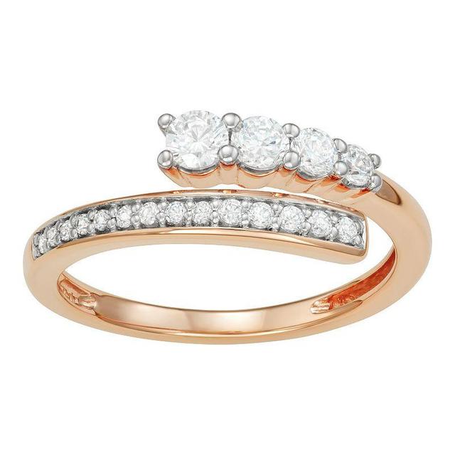 10k Gold 1/2 Carat T.W. Diamond Bypass Ring, Womens 10k Rose Gold Product Image