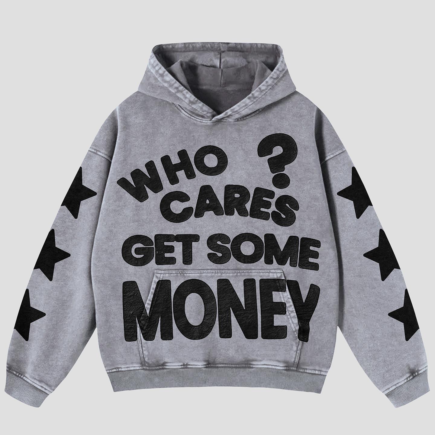 Vintage Chasing Money Graphic Acid Washed Oversized Hoodie Product Image