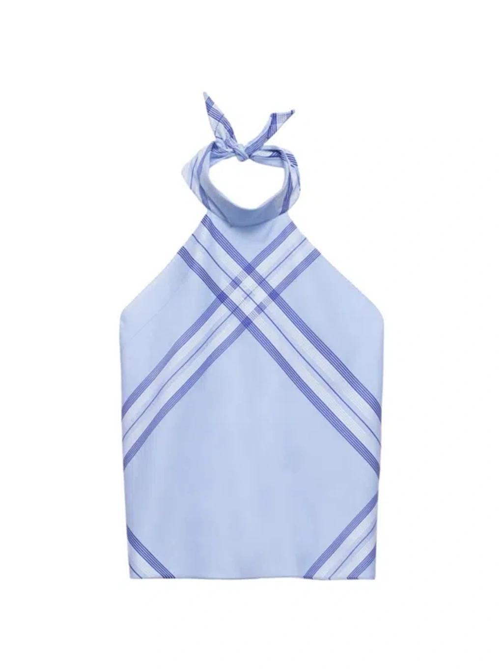 Checked cotton halter top Product Image