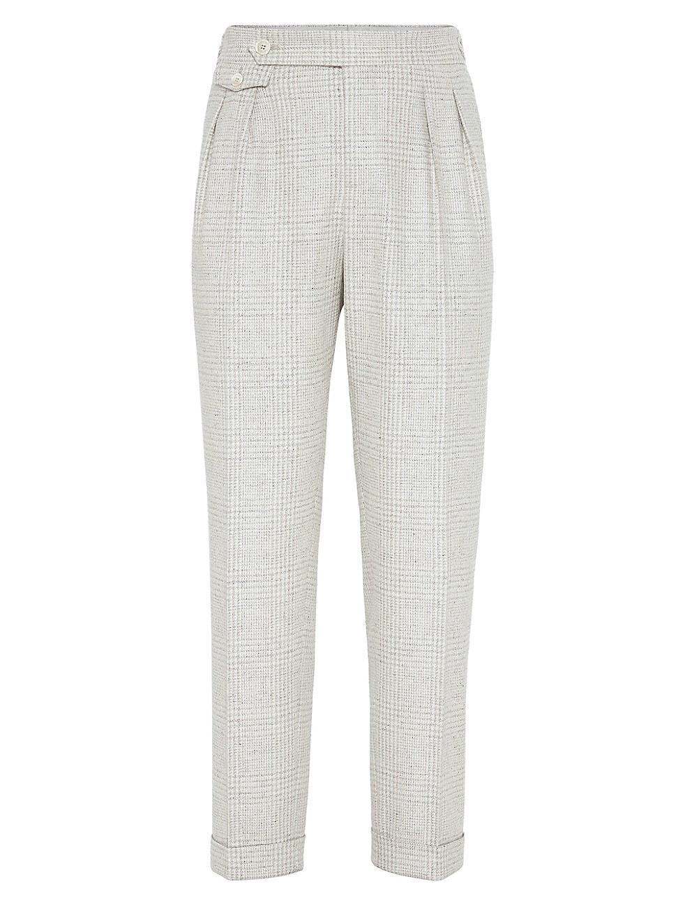 Mens Prince of Wales Leisure Fit Trousers with Pleats Product Image