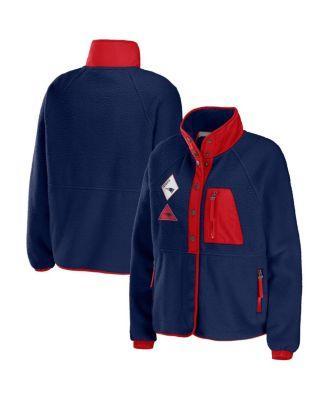 Womens Wear by Erin Andrews Navy New England Patriots Polar Fleece Raglan Full-Snap Jacket Product Image