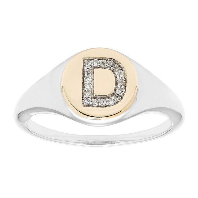 Its Personal 14k Gold Over Sterling Silver Diamond Accent Initial Signet Ring, Womens Two Tone M Product Image