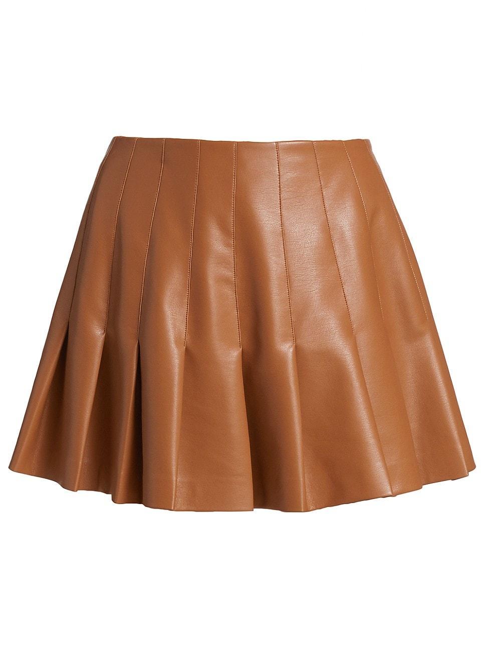 Womens Carter Vegan Leather Pleated Miniskirt Product Image