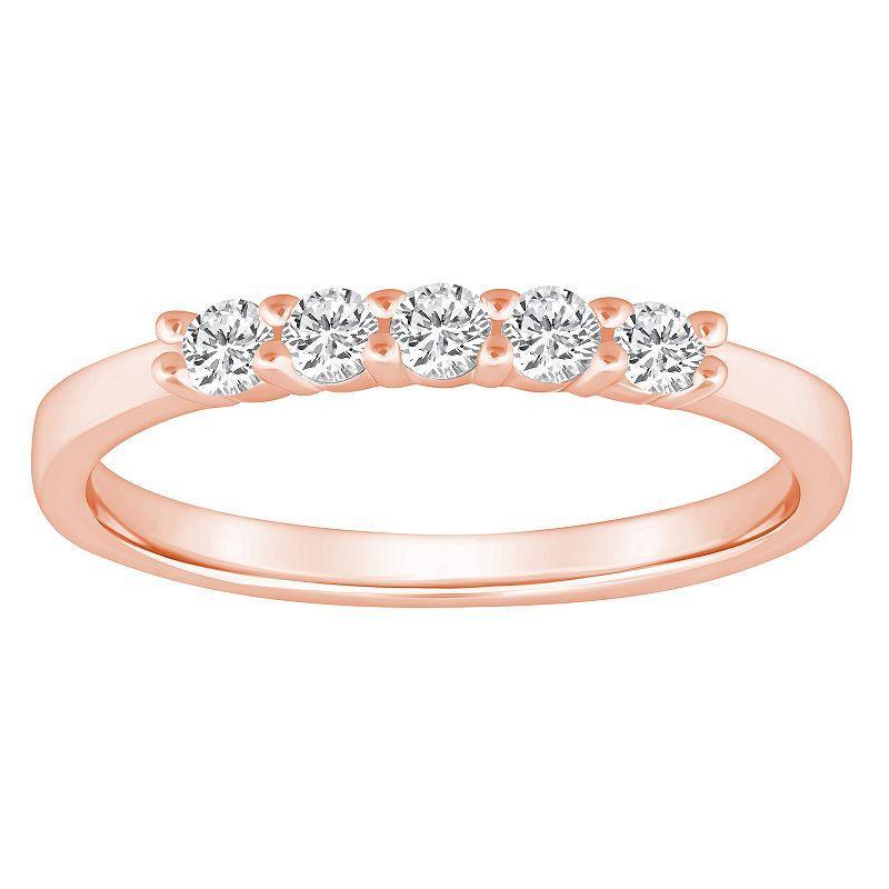 Alyson Layne 14k Gold 1/4 Carat T.W. Diamond 5-Stone Wedding Band, Womens Pink Product Image