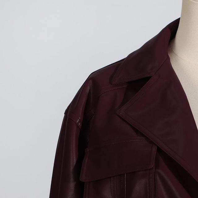 Faux Leather Button-Up Jacket Product Image