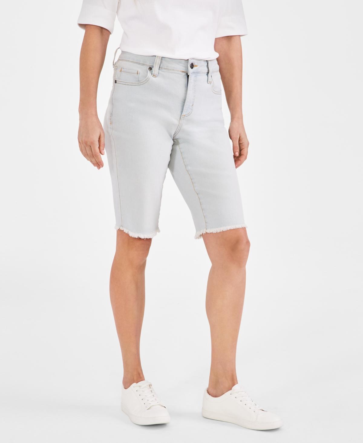 Style & Co Womens Mid-Rise Raw-Edge Bermuda Jean Shorts, Created for Macys Product Image