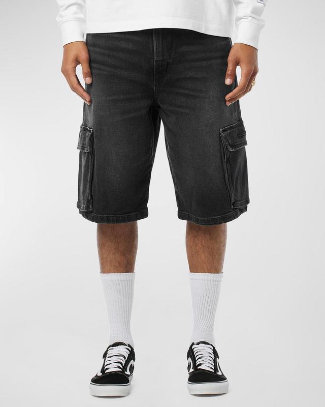 Men's 90's Inspired Denim Cargo Shorts Product Image