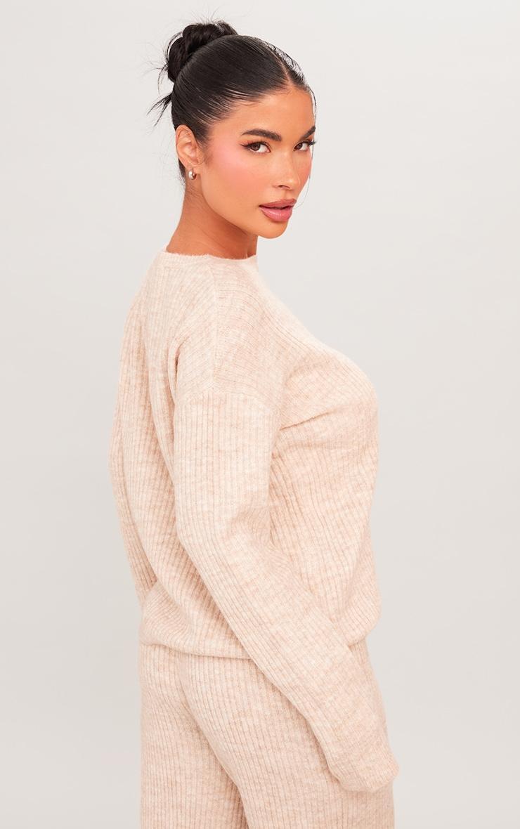 Petite Oatmeal Knit Oversized Sweater Product Image