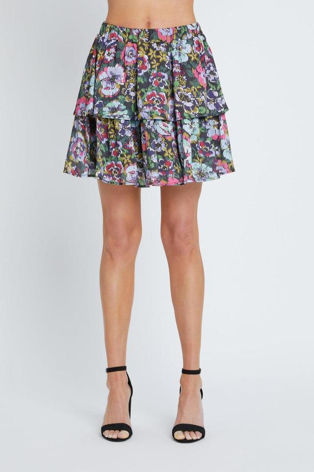 Dark Watercolor Floral Here We Go Again Skirt Product Image