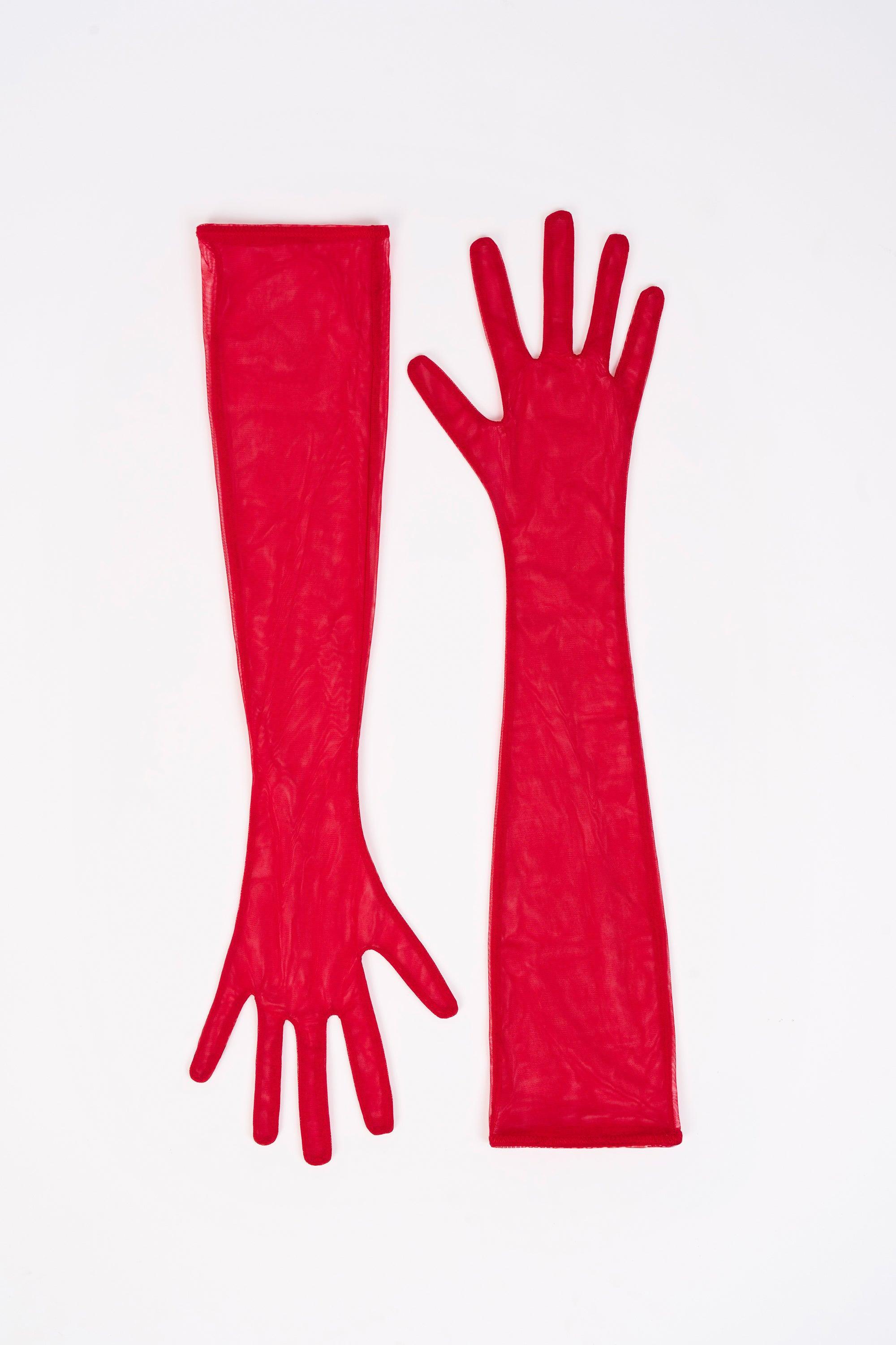 Mesh Gloves in Fire Red Product Image