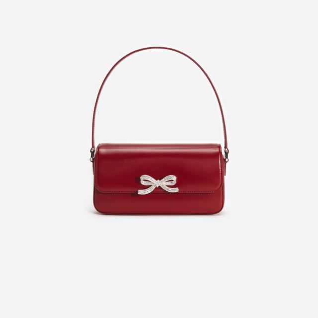 Burgundy Leather Baguette Bag Product Image