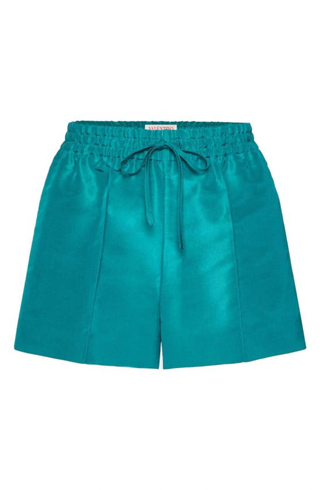 VALENTINO Drawstring-waist Pressed-crease Shorts In Green Product Image