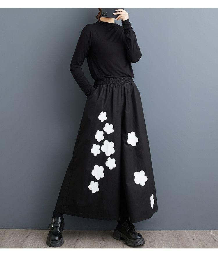 Elastic Waist Floral Print Culottes Product Image