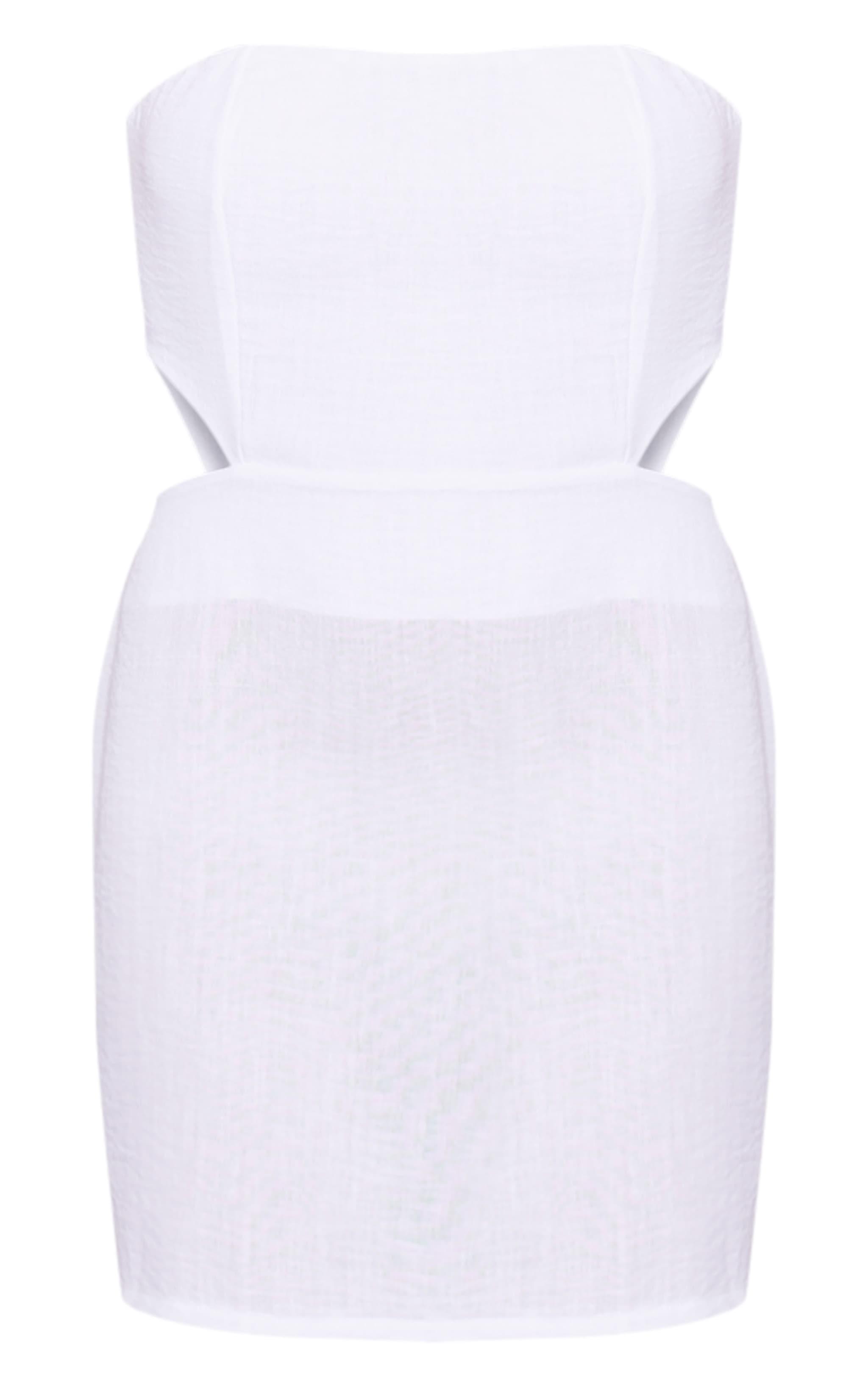 White Linen Bandeau Bow Back Shift Dress Product Image