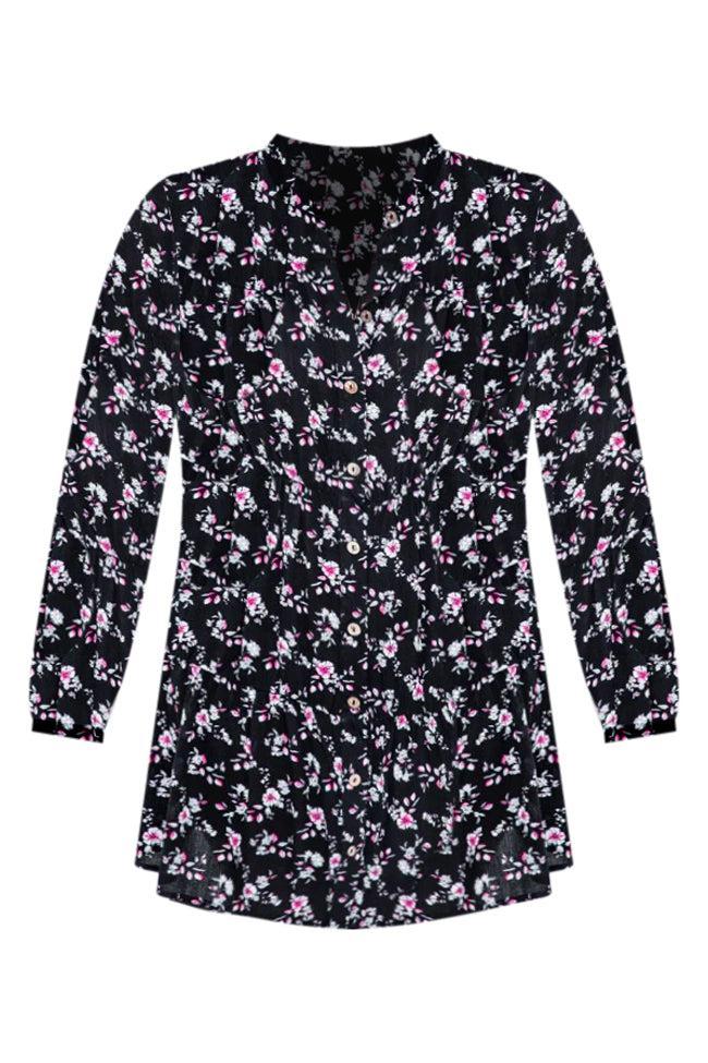 A Different World Black Floral Shirt Dress FINAL SALE Product Image