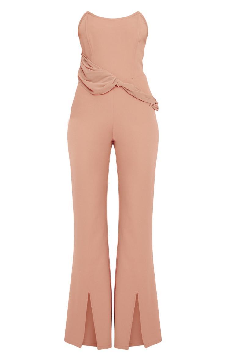  Rose Woven Boned Chiffon Strap Detail Split Leg Jumpsuit Product Image