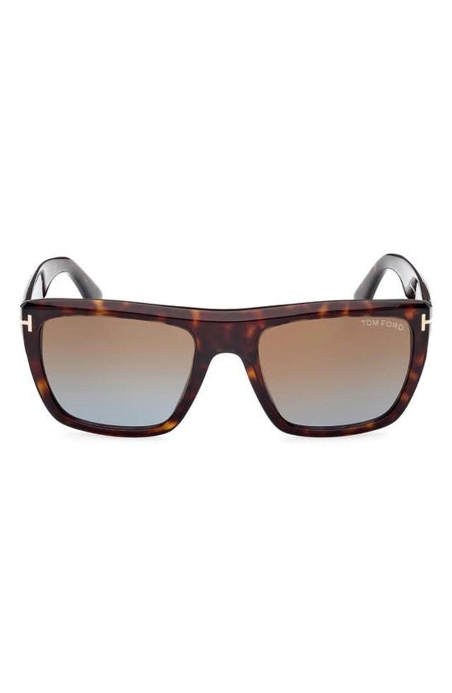 TOM FORD Men's Alberto Polarized Square Sunglasses In Shiny Havana Brown Product Image