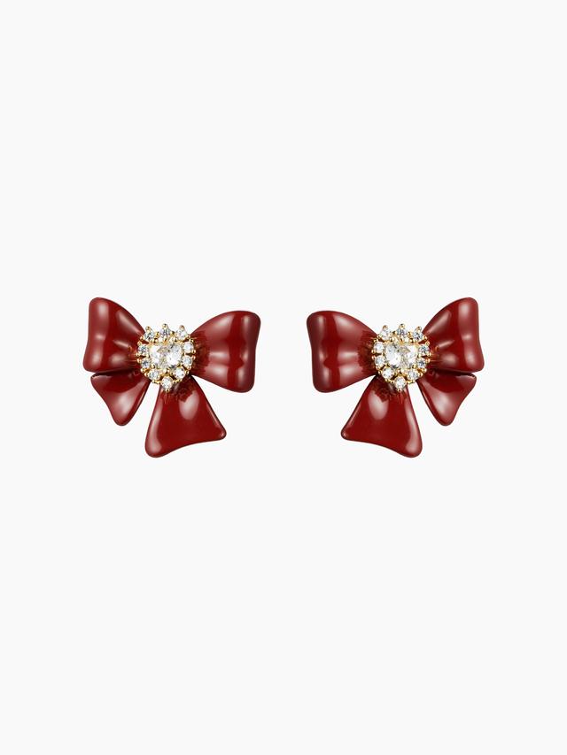 RHINSTONE DECOR BOWKNOT STUD EARRINGS Product Image