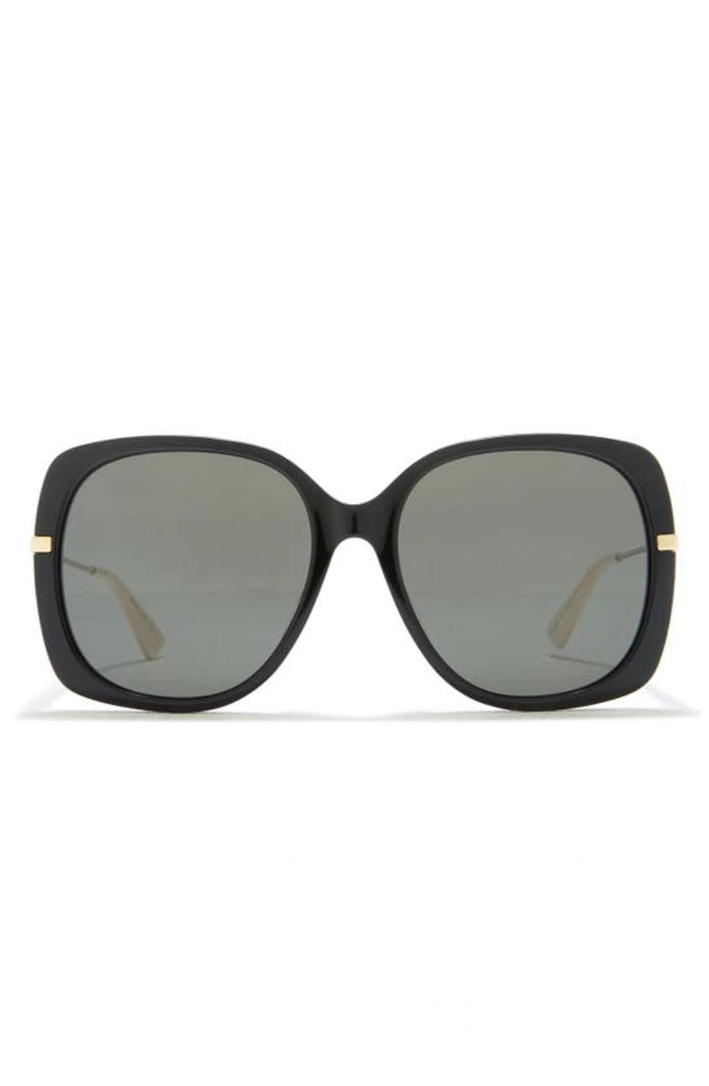 57mm Square Sunglasses In Black Gold Grey Product Image