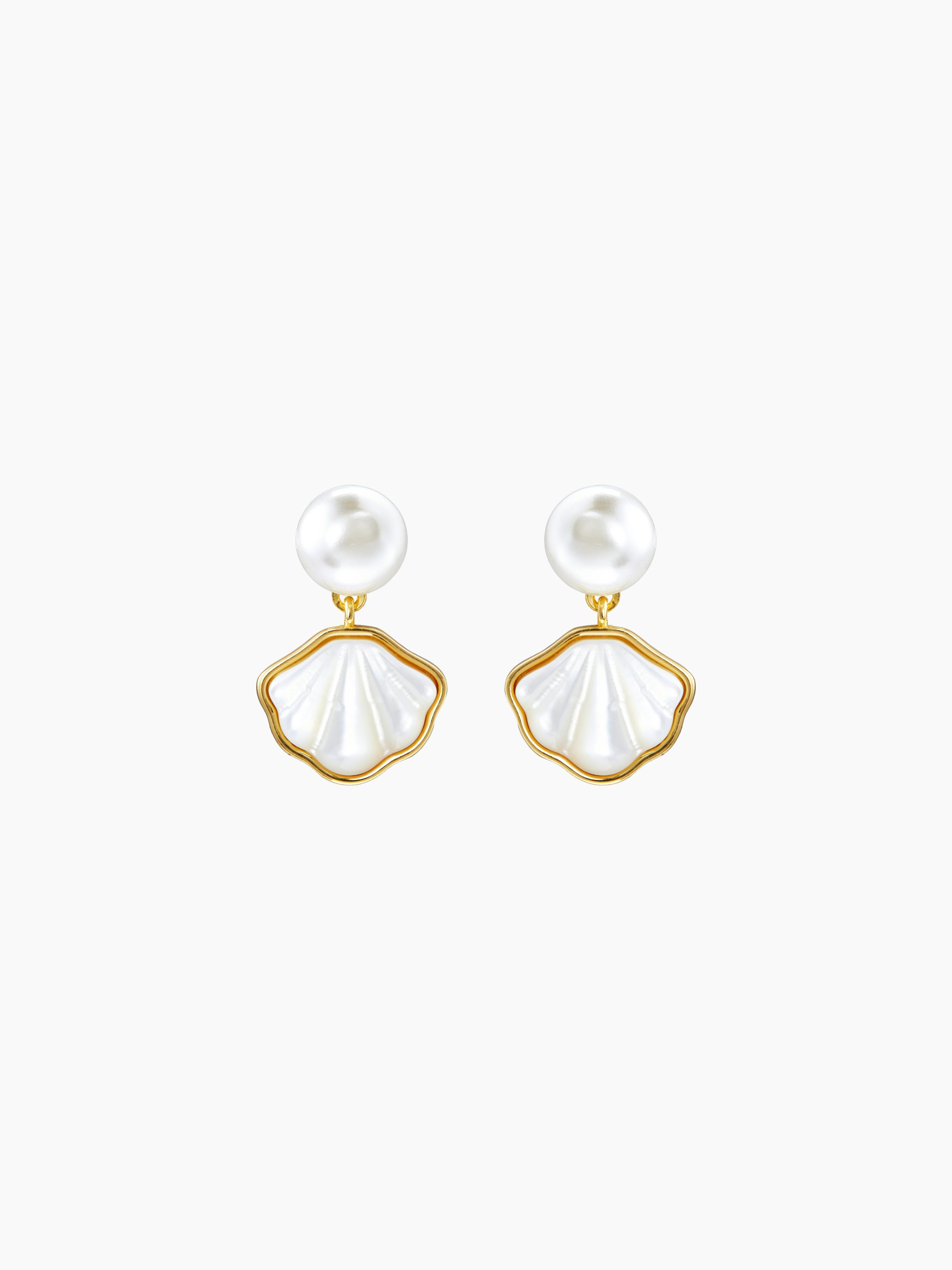 FAUX PEARL & SHELL EARRINGS Product Image