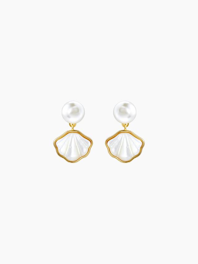 FAUX PEARL & SHELL EARRINGS Product Image