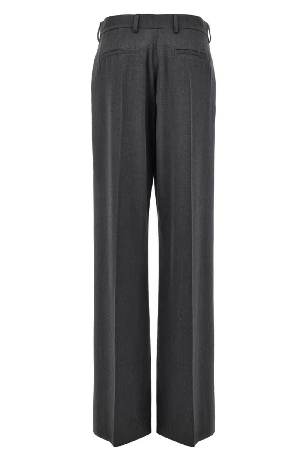 VALENTINO Pressed Crease Tailored Trousers In Gray Product Image