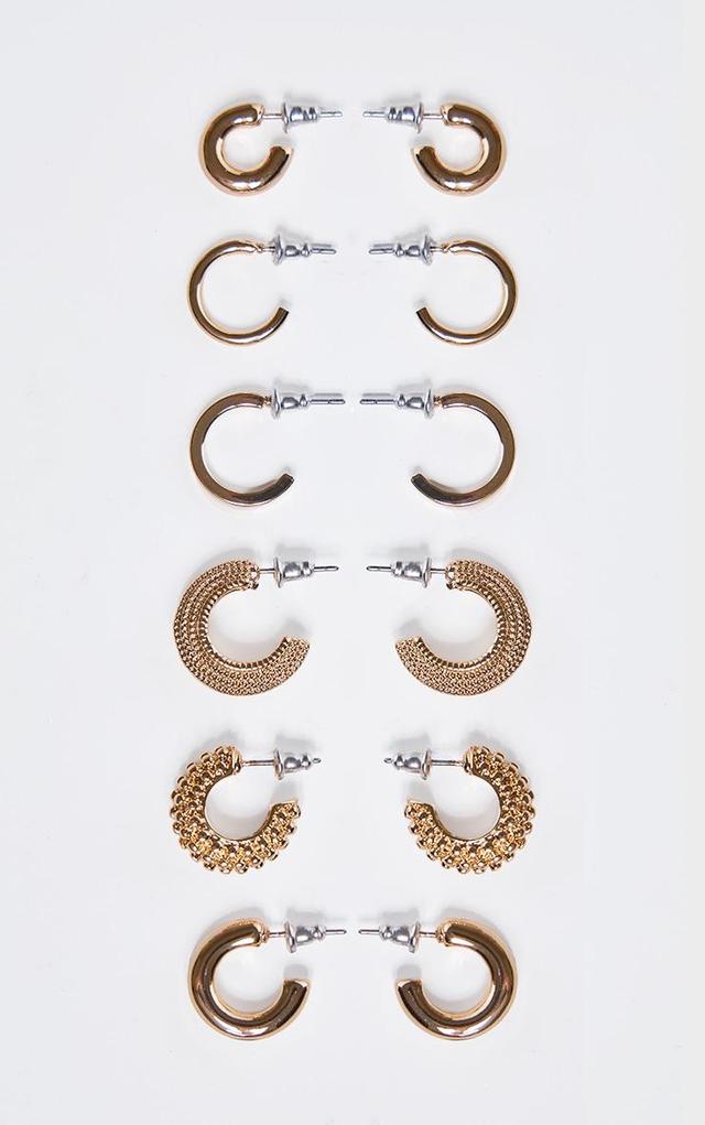 Gold Abstract Chunky Hoop Earrings Multipack Product Image