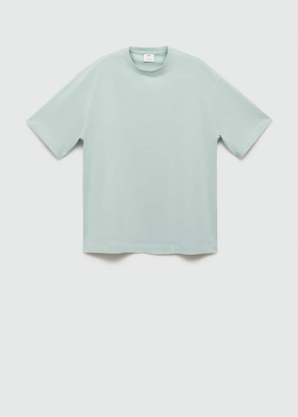 MANGO MAN - 100% cotton oversized T-shirt aqua greenMen Product Image