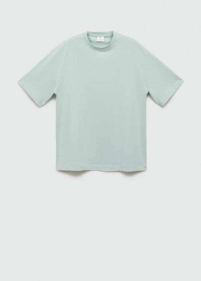 MANGO MAN - 100% cotton oversized T-shirt aqua greenMen Product Image