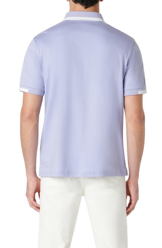 BUGATCHI Men's Pima Cotton Quarter-zip Polo Shirt In Lavender Product Image