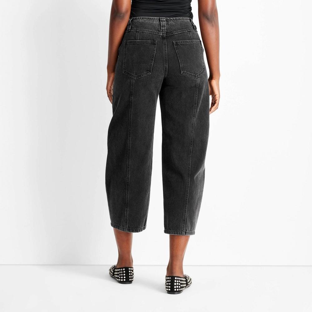 Womens Mid-Rise Barrel Leg Jeans - Future Collective Black Wash 4 Product Image