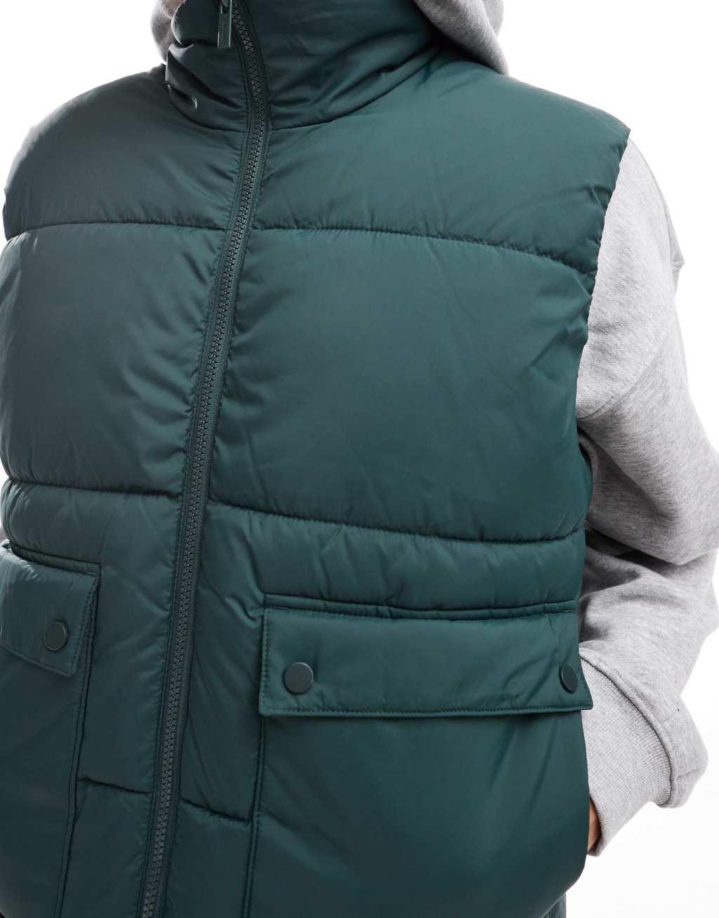 ONLY & SONS padded utility vest in teal Product Image