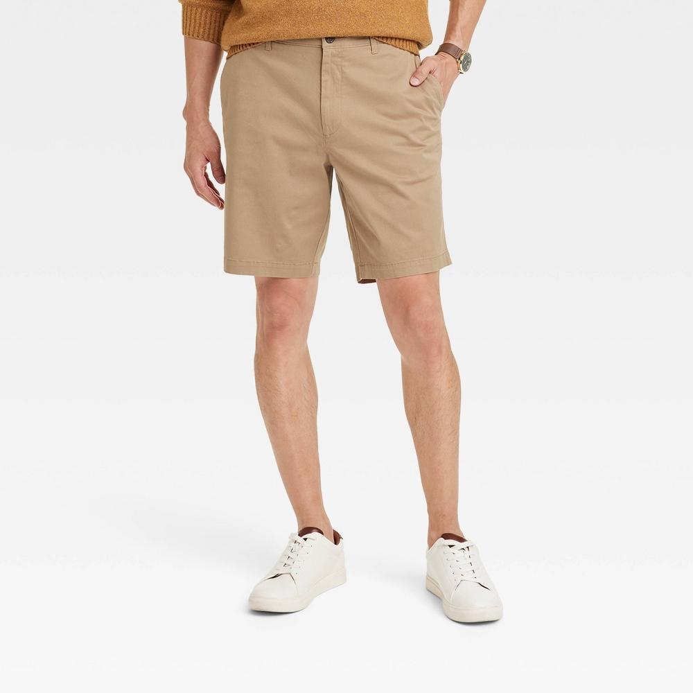 Mens Every Wear 9 Slim Fit Flat Front Chino Shorts - Goodfellow & Co Sculptural Tan 28 Product Image