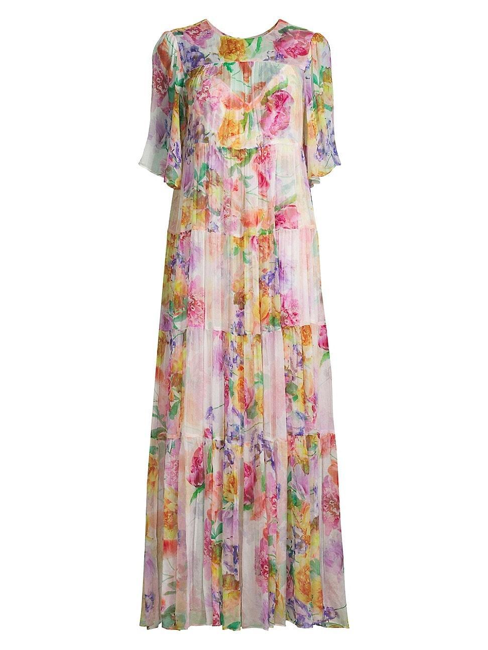 Womens Fionna Floral Silk Maxi Dress Product Image