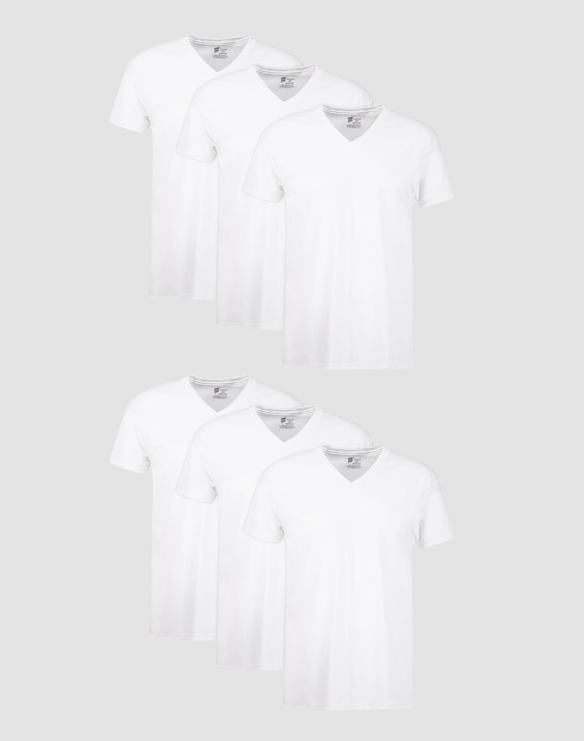 Hanes Mens 6pk V-Neck T-Shirt - White Product Image